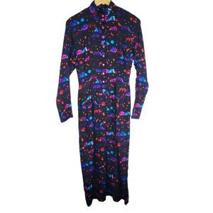 Kathryn Conover Vintage Fun Colorful Patterned Long Dress